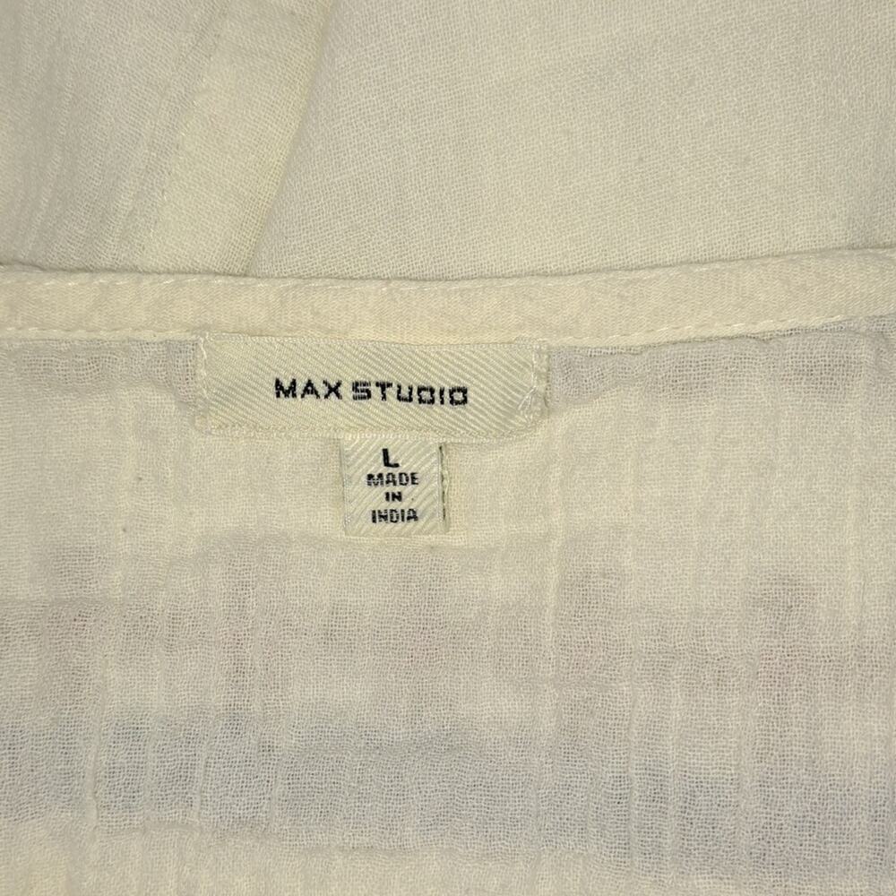 Max Studio Boho flowy gauze  top size Large Coastal Cowgirl - Picture 6 of 7